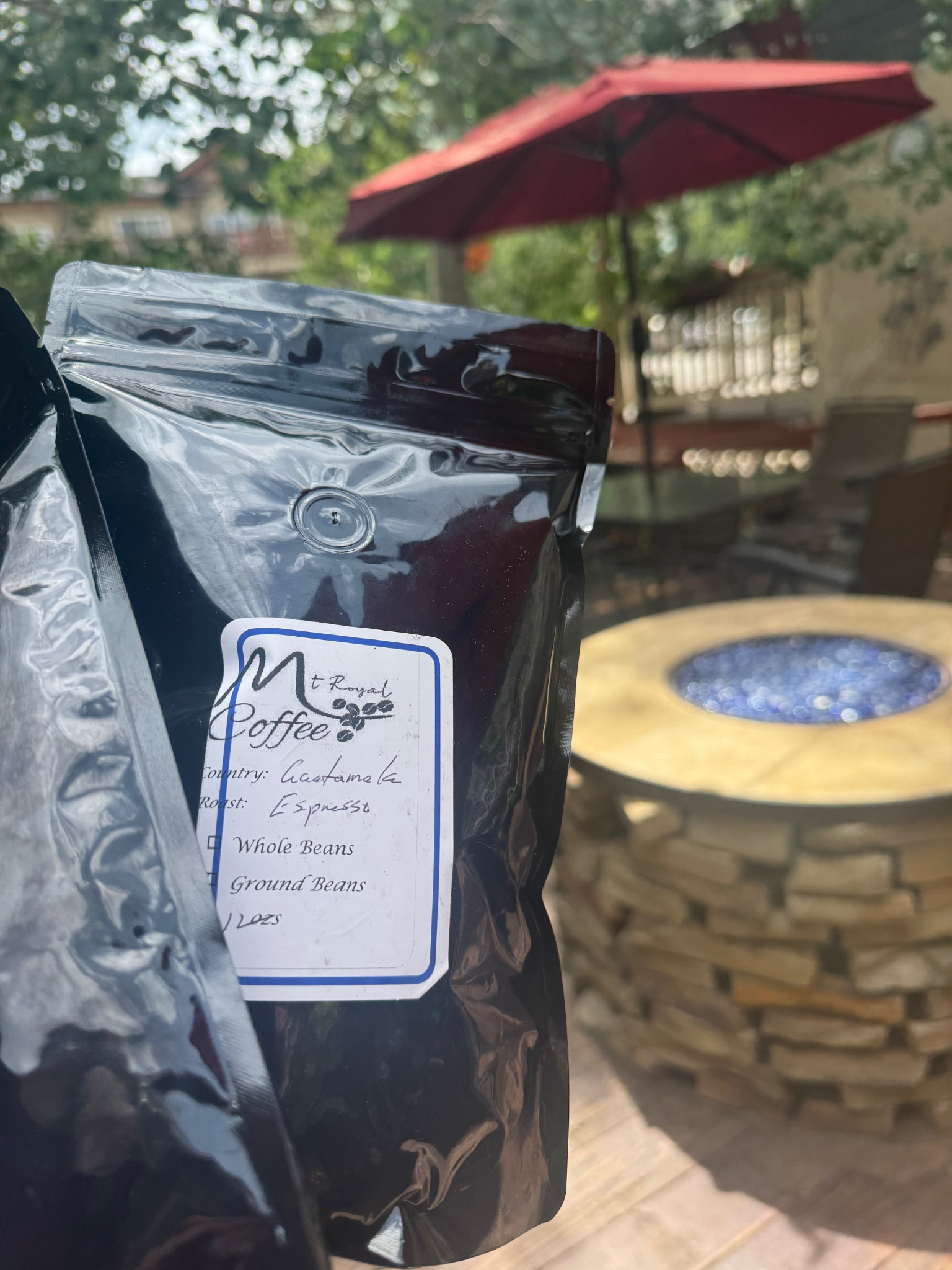 Mount Royal candle, mug, and gear bar items on a ski lodge tray.